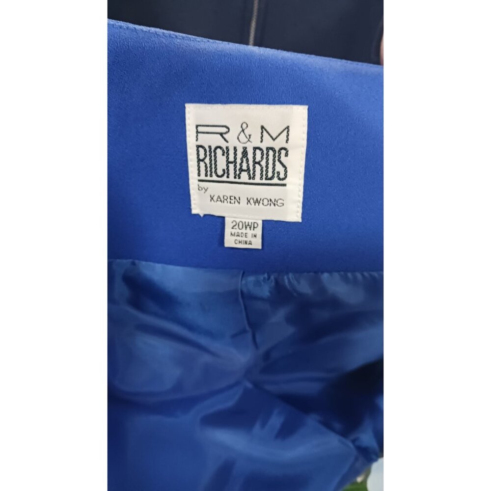 R & M Richards by Karen Kwong Outfit Skirt Jacket Size 20WP Blue 100% Polyester - Picture 5 of 9